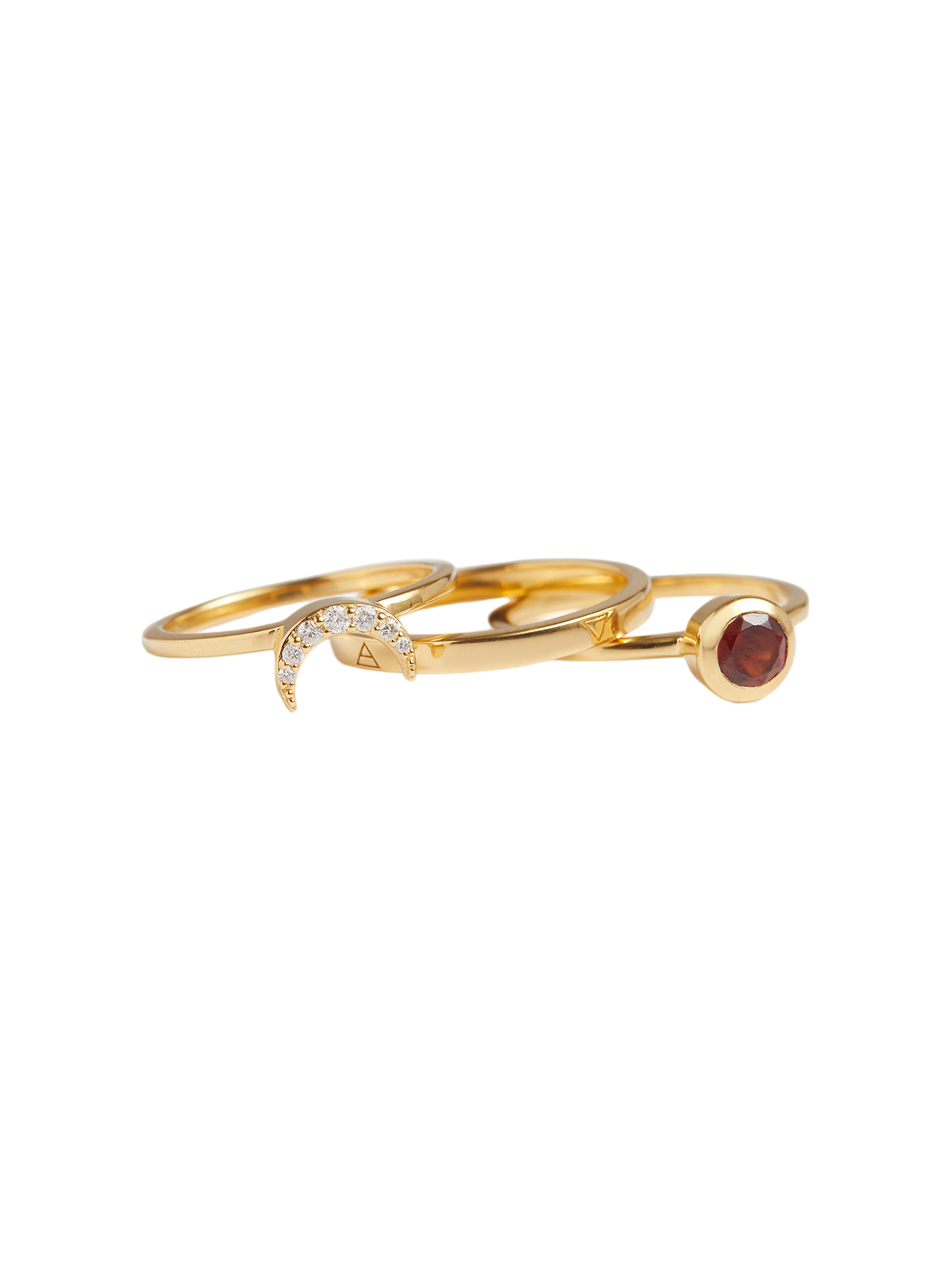 Eclipse Fine Stack Ruby Solid Gold Ring Set